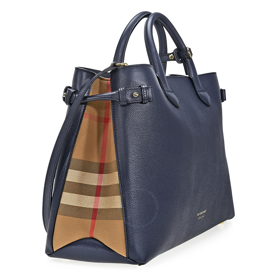 Burberry Large Banner Leather Tote Ink Blue 4023699 5045495487191
