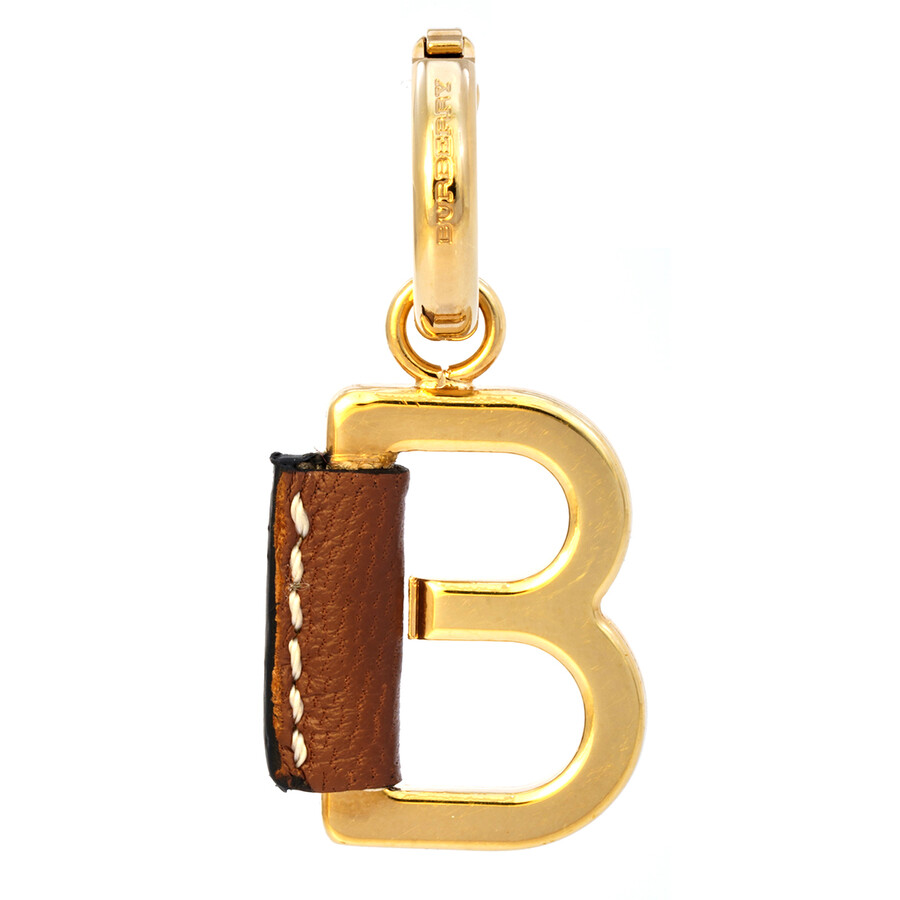 Burberry Leather-Wrapped B Alphabet Charm in Light Gold/Tan