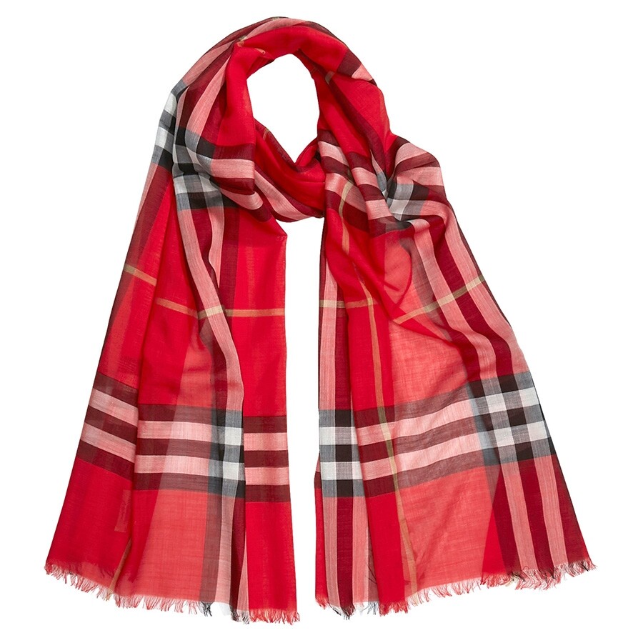 burberry lightweight check wool silk scarf