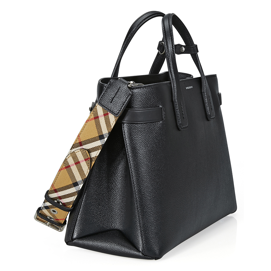 the medium banner in leather and vintage check