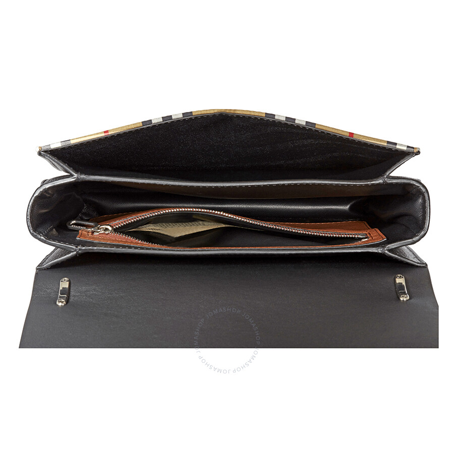 Burberry Medium Vintage Check and Leather Dring Crossbody Bag Tan