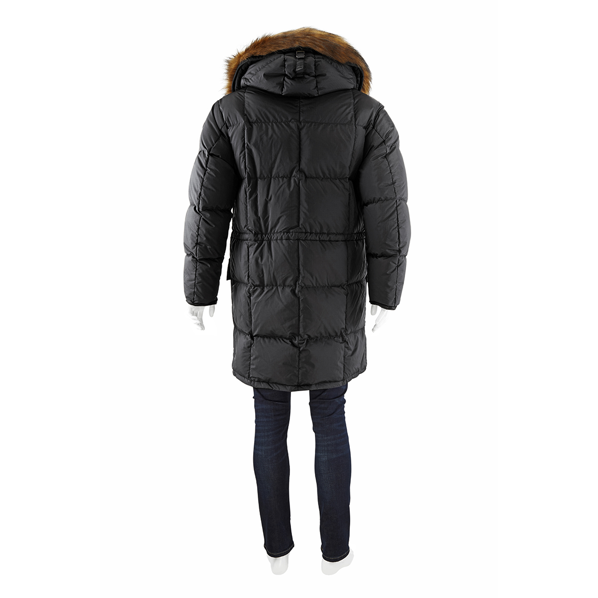 Faux Fur Trim Down-filled Hooded Parka 