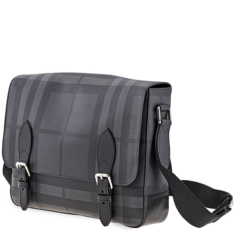 Burberry Men's Medium Leather Trim London Check Messenger Bag 4056888
