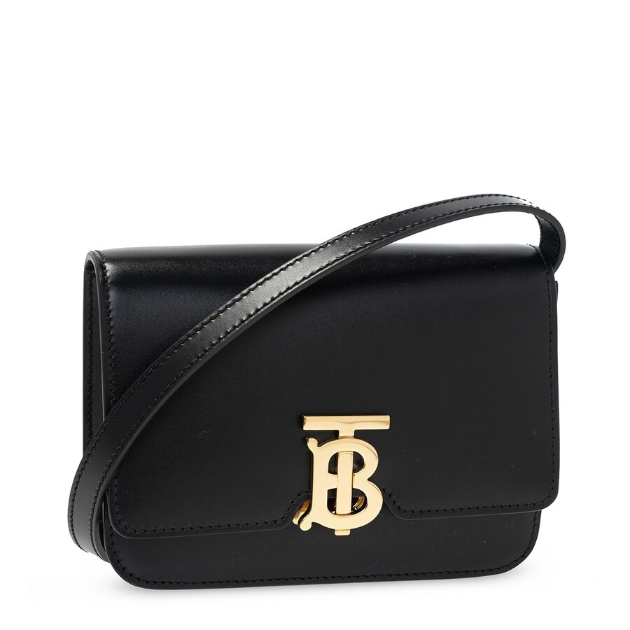 Burberry Mini TB Monogram Leather Crossbody Bag In Black 8034550