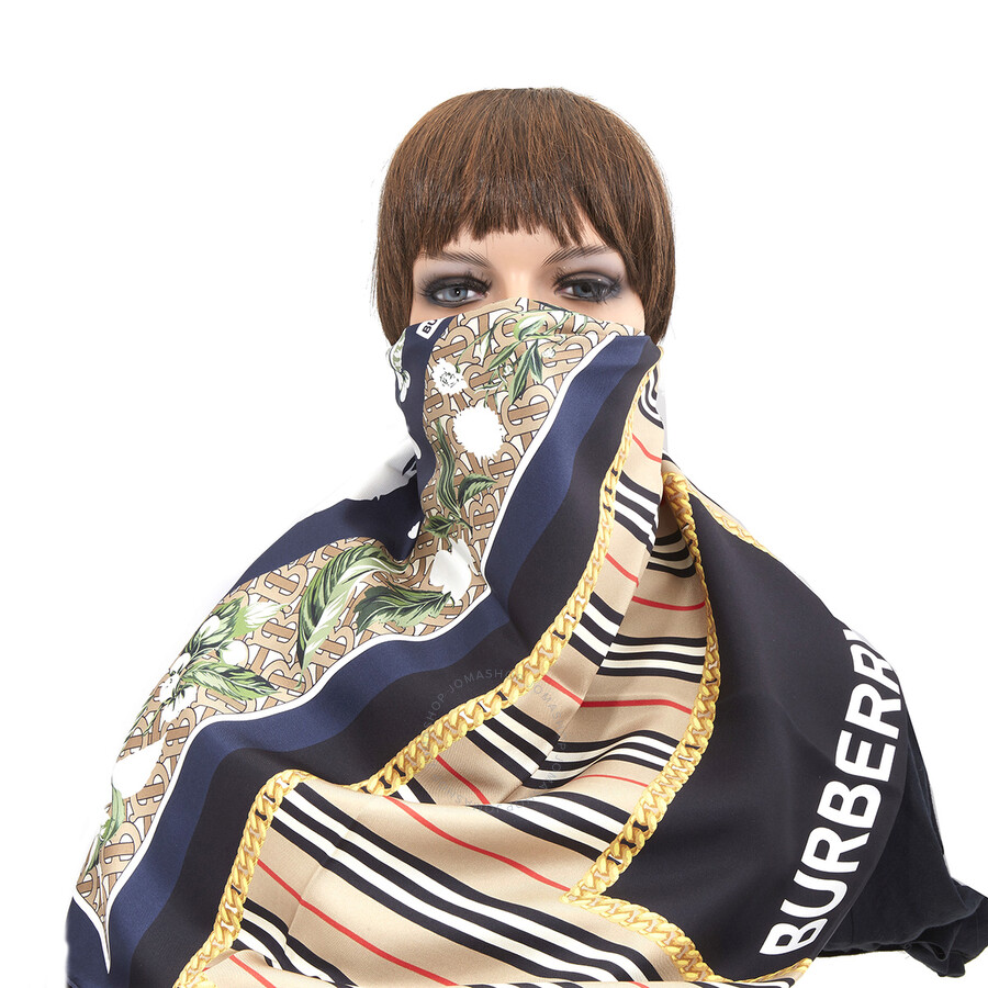 burberry printed cotton oblong scarf