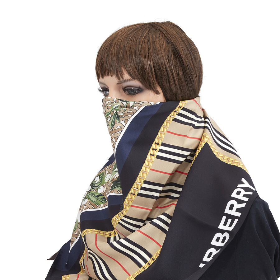 Burberry montage print silk scarf clearance