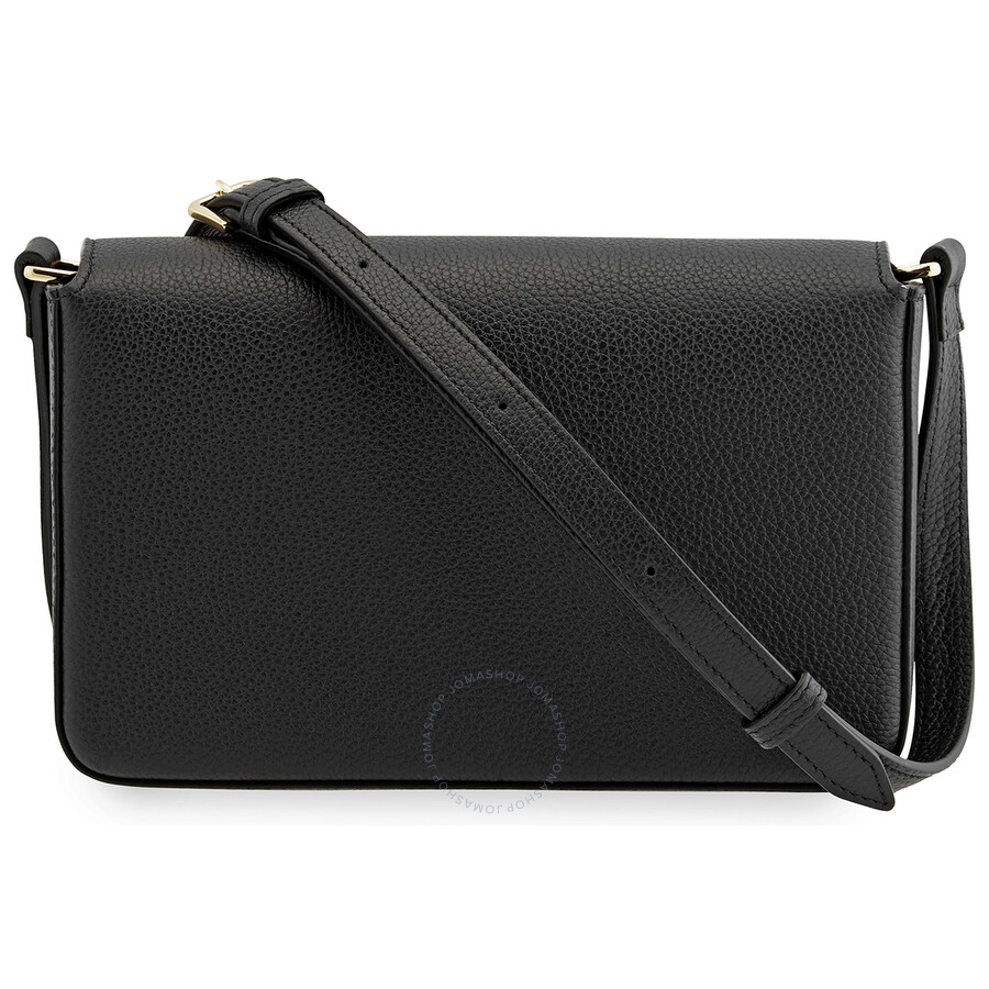 Burberry Small Leather and Vintage Check Crossbody Bag Black 8023226