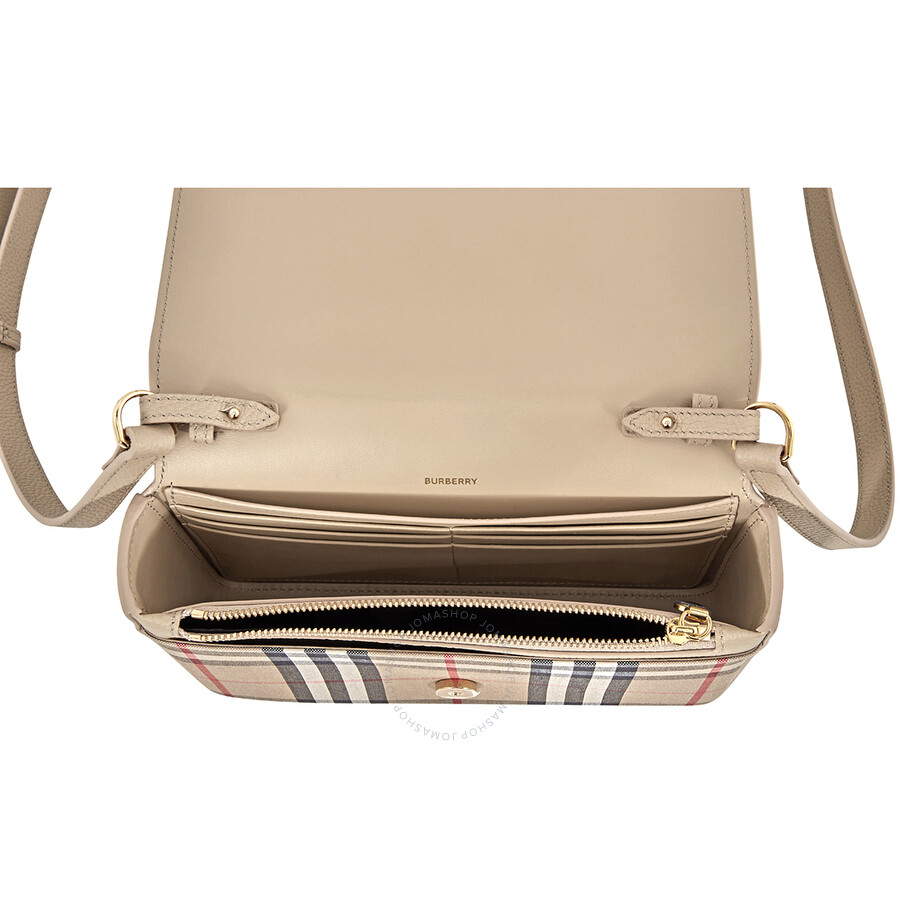 burberry small leather and vintage check crossbody bag