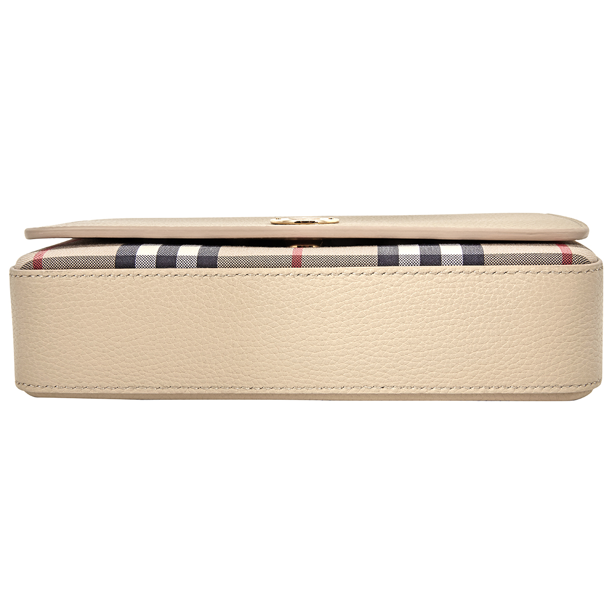 Burberry Small Leather and Vintage Check Crossbody Bag Light Beige