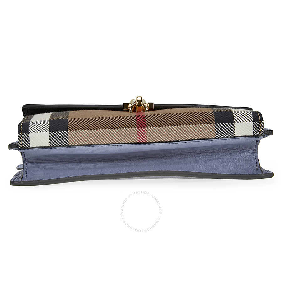 Burberry Small Leather House Check Crossbody Bag Slate Blue 4049475 5045498908211 Handbags Burberry Jomashop