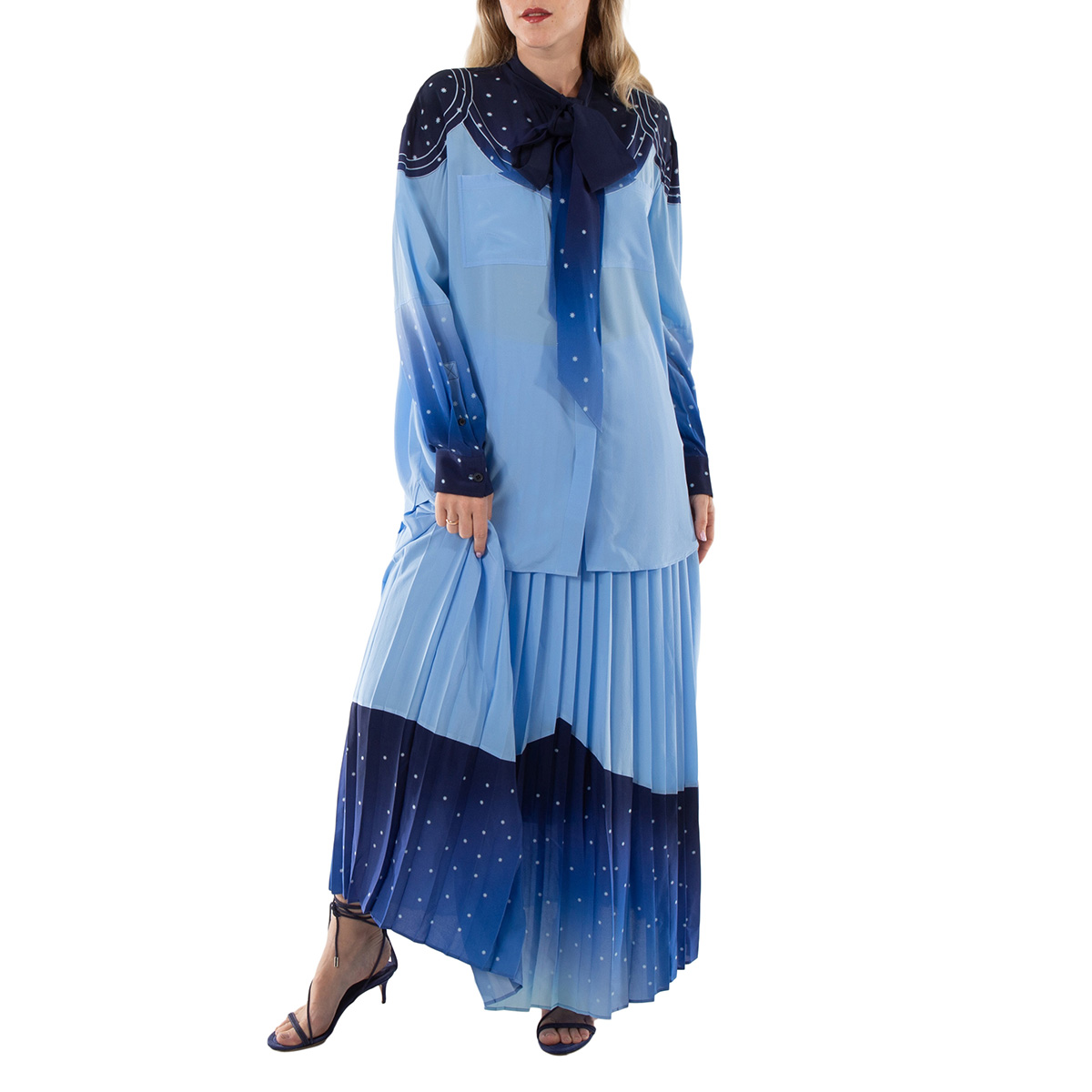 Kaydel Hw Long Skirt Cornflower Blue Aop