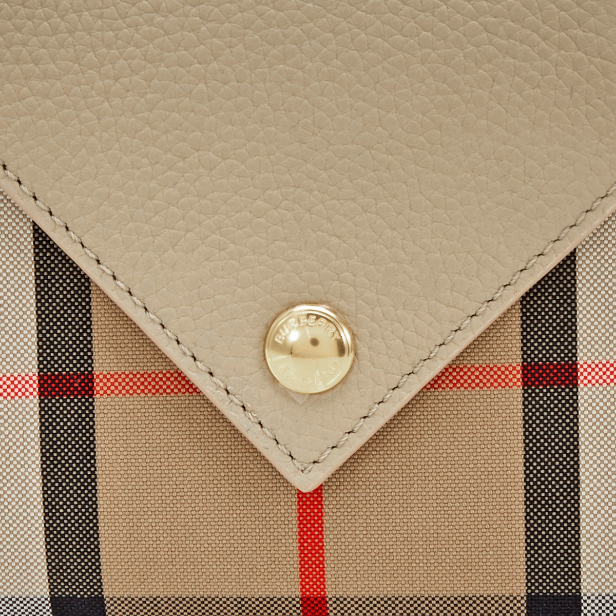 vintage check and grainy leather folding wallet