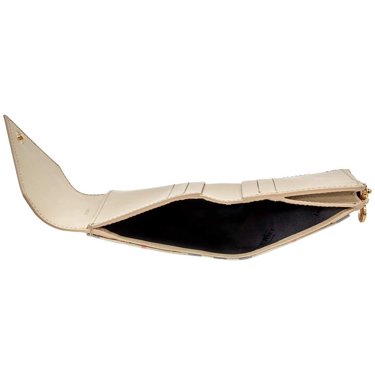 vintage check and grainy leather folding wallet