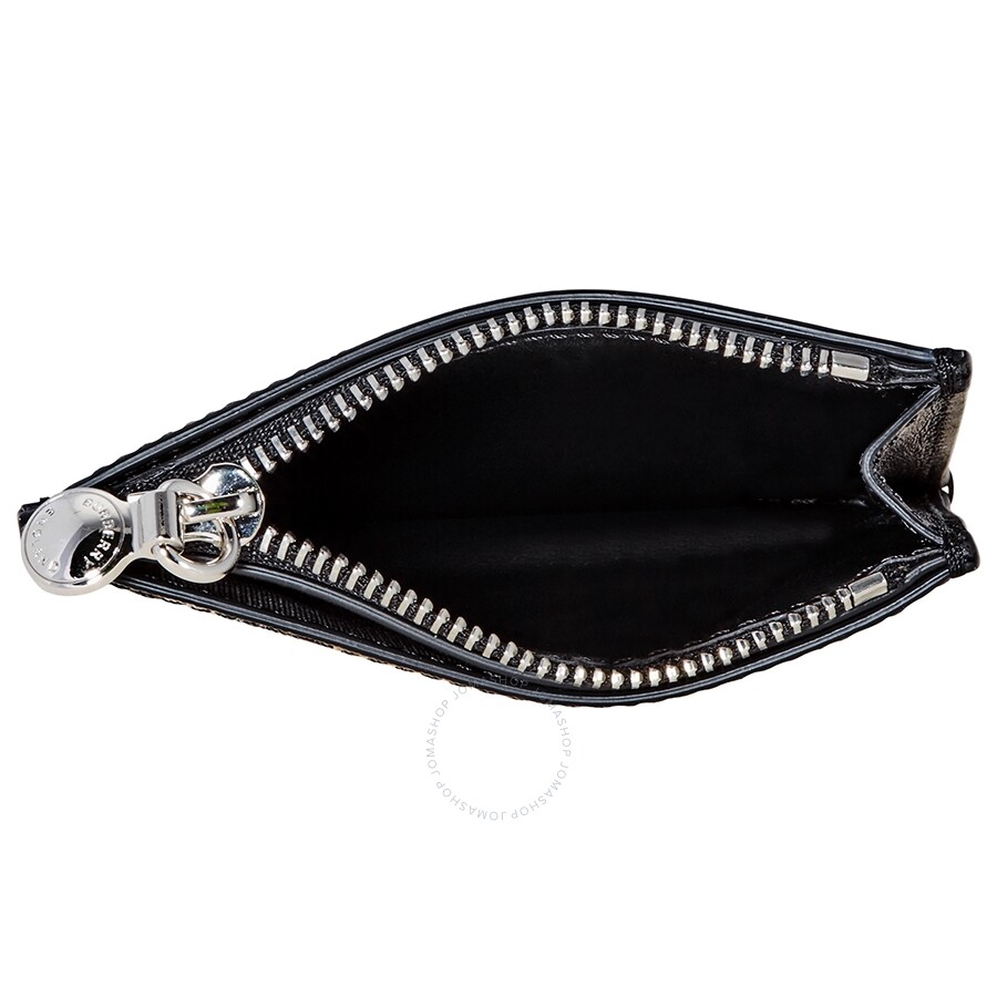 vintage check and leather zip card case