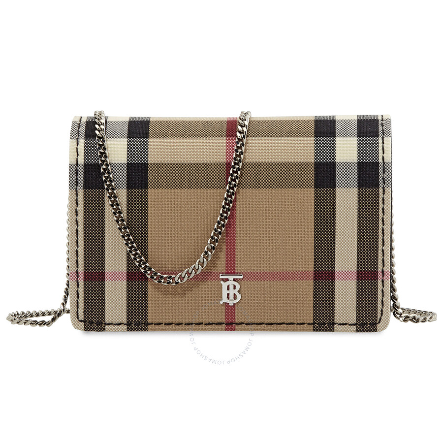 burberry vintage check wallet on chain black