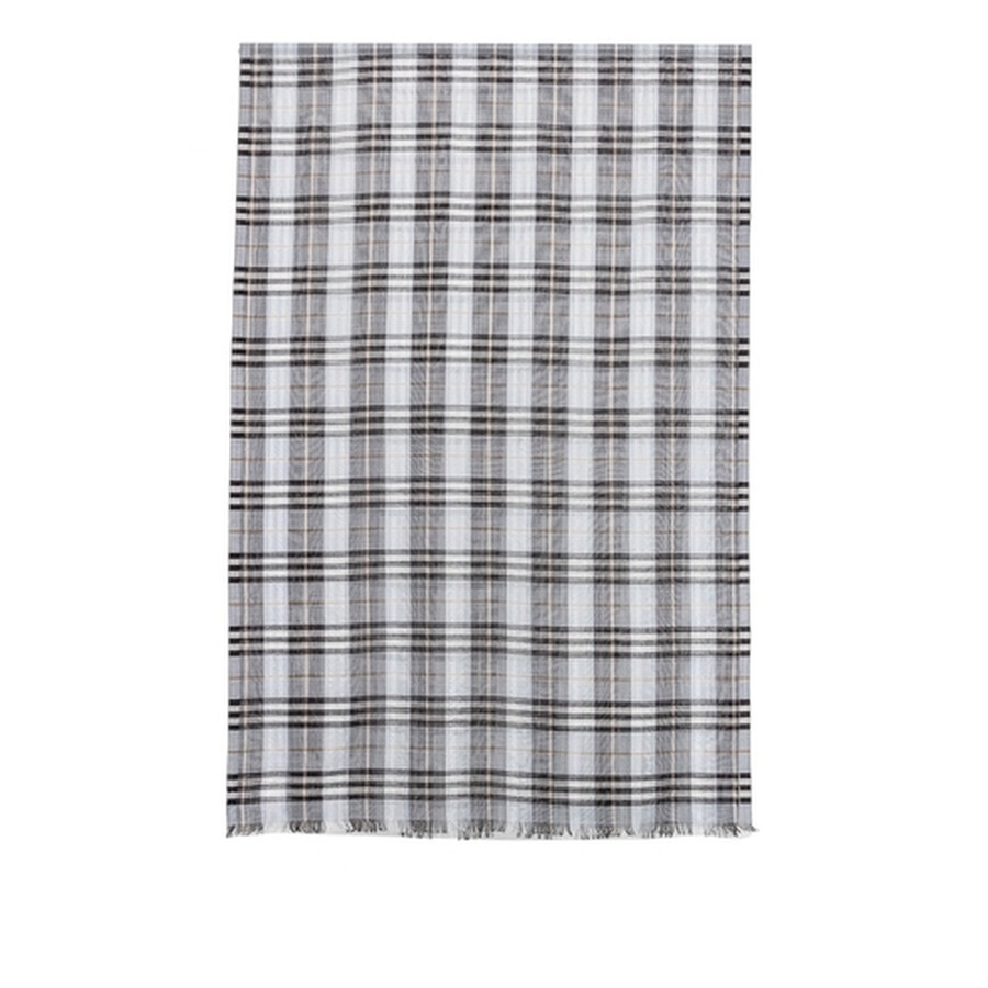lightweight check wool silk scarf
