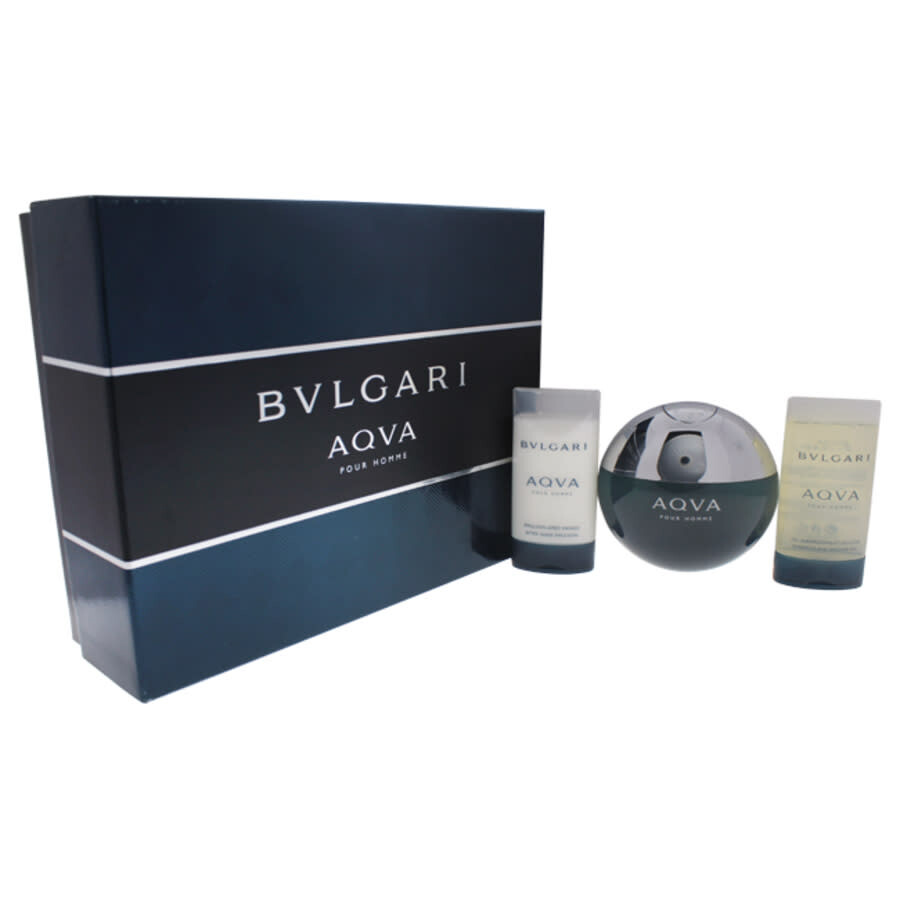 Bvlgari Aqva by Bvlgari for Men 3 Pc Gift Set 3.4oz EDT Spray, 2.5oz