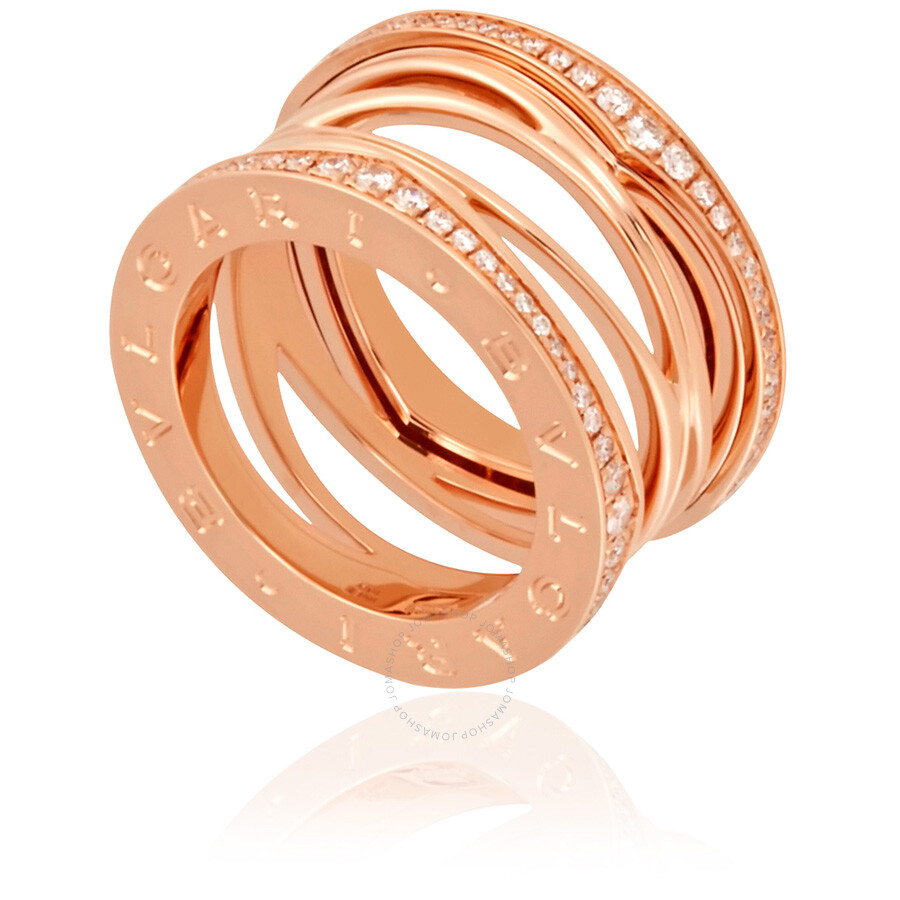 Bvlgari B Zero1 Ladies 4 Band Ring In 18 Kt Rose Gold And Pave Ladies Jewelry Bvlgari Jomashop