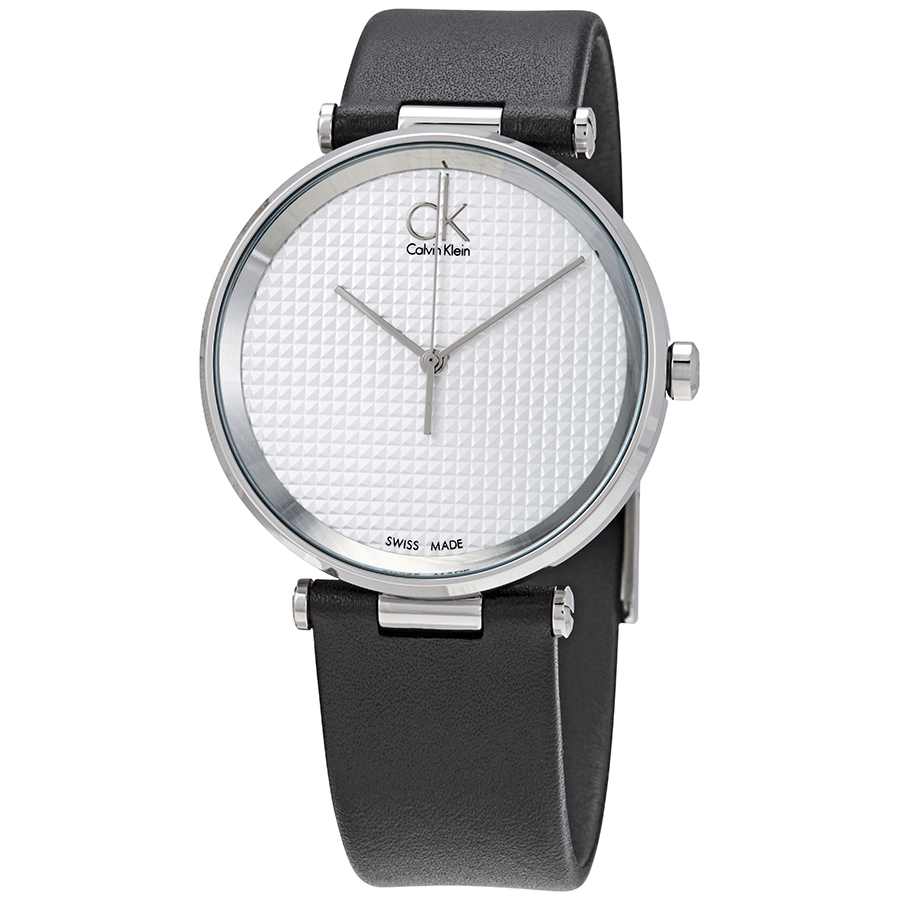 Sight Silver Dial Black Leather Men's Watch
