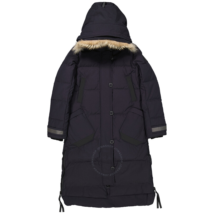 Canada Goose Navy Fur Trim Hooded Down Aldridge Parka, Size Medium