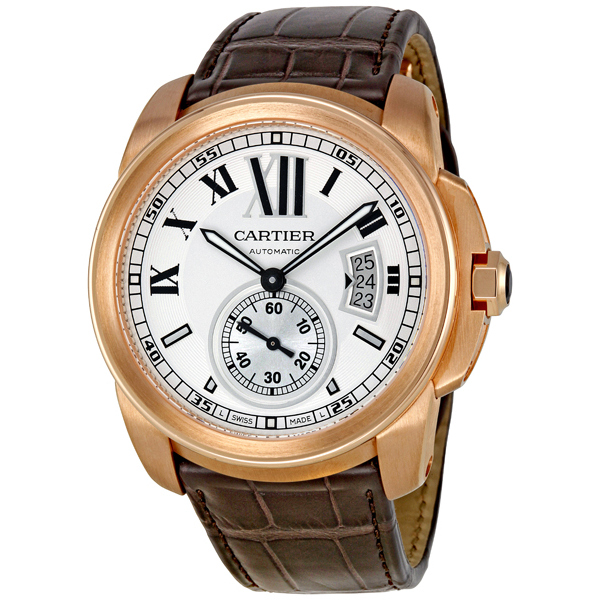 Cartier Calibre De Cartier 18kt Pink Gold Silver Dial Mechanical Men's  Watch W7100009 W7100009 7612456620539 - Cartier, Calibre de Cartier -  Jomashop