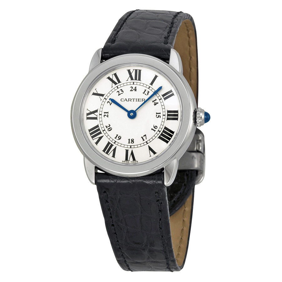 Cartier Ronde Solo Steel Black Leather 