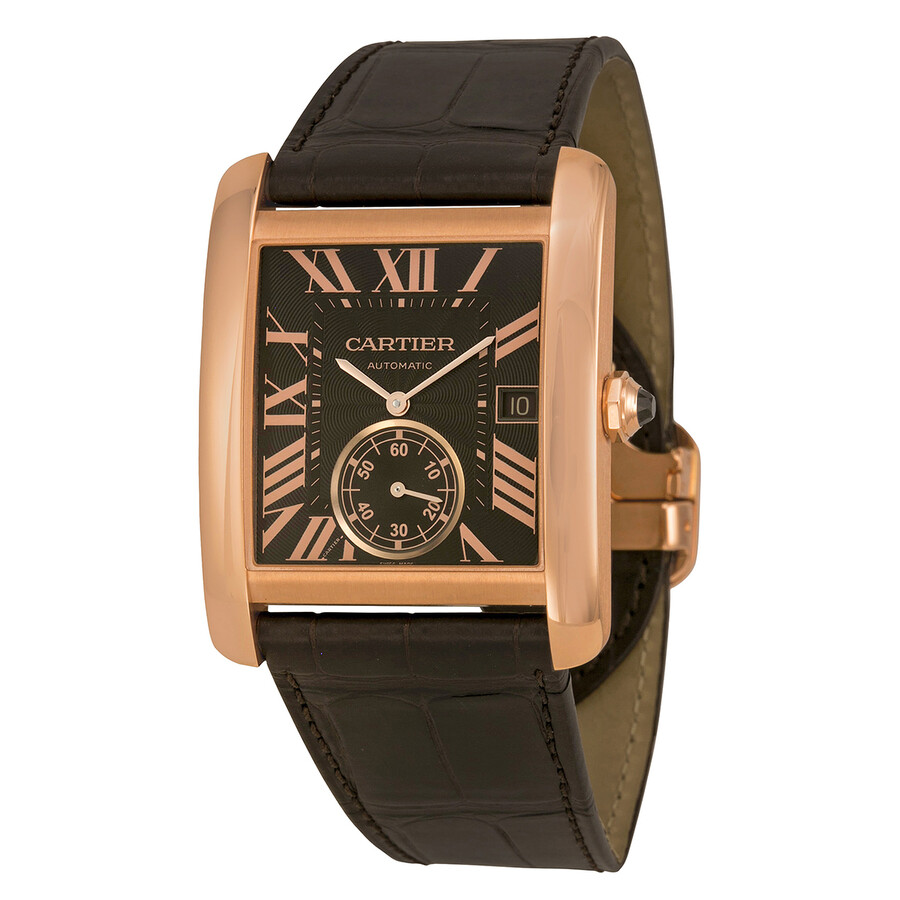 Cartier Tank MC Mechanical Brown Dial Brown Leather Strap Men's Watch