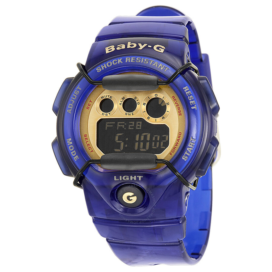 Baby-G Marine Resort Gold Digital Dial Blue Semi-Transparent Resin Strap Ladies Watch BG1005A-2