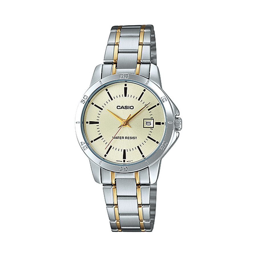 Casio Gold Tone Dial Ladies Two Tone Watch LTPV004SG9A 4971850057383