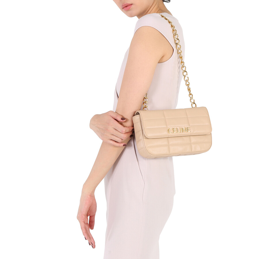 Celine Chain Shoulder Bag In Quilted Goatskin 111273EPZ03ND