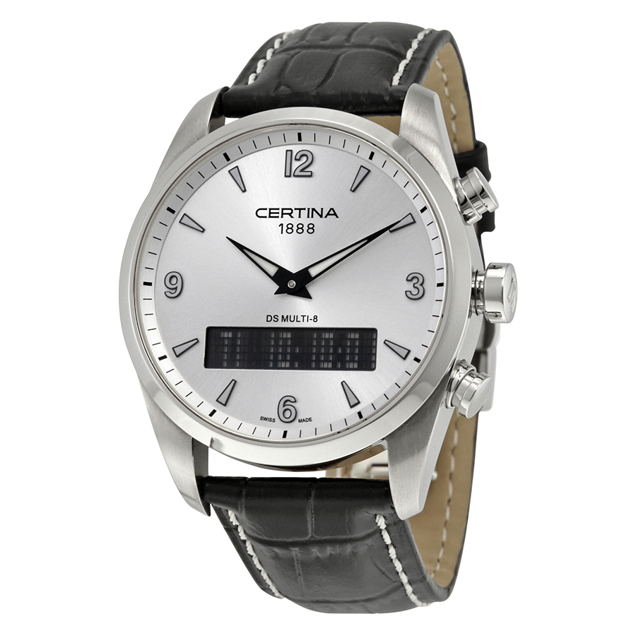 Montre Homme Certina DS Multi-8 Quartz - Boîtier Acier 42mm - Noir Et Argent - Étanche 100m