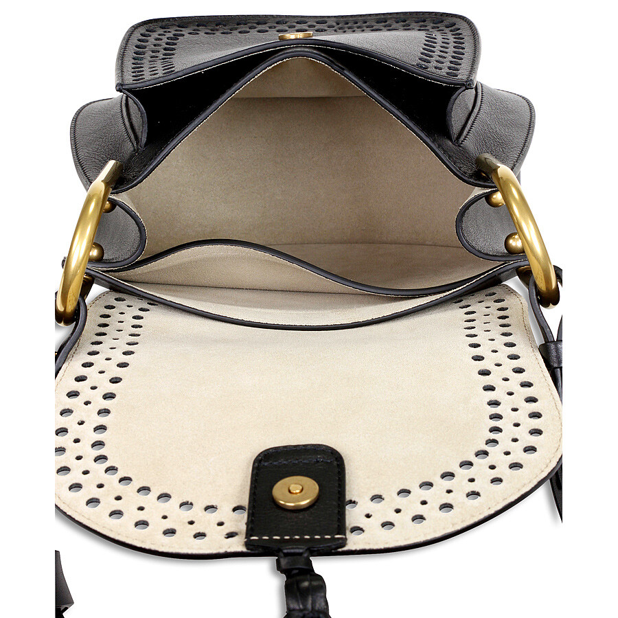 Chloe Hudson Perfoarated Leather Saddle Bag Black 3S1219H7H001