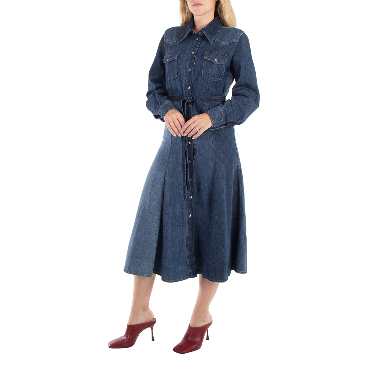 1310085 Blue Chest Decolleted Dress