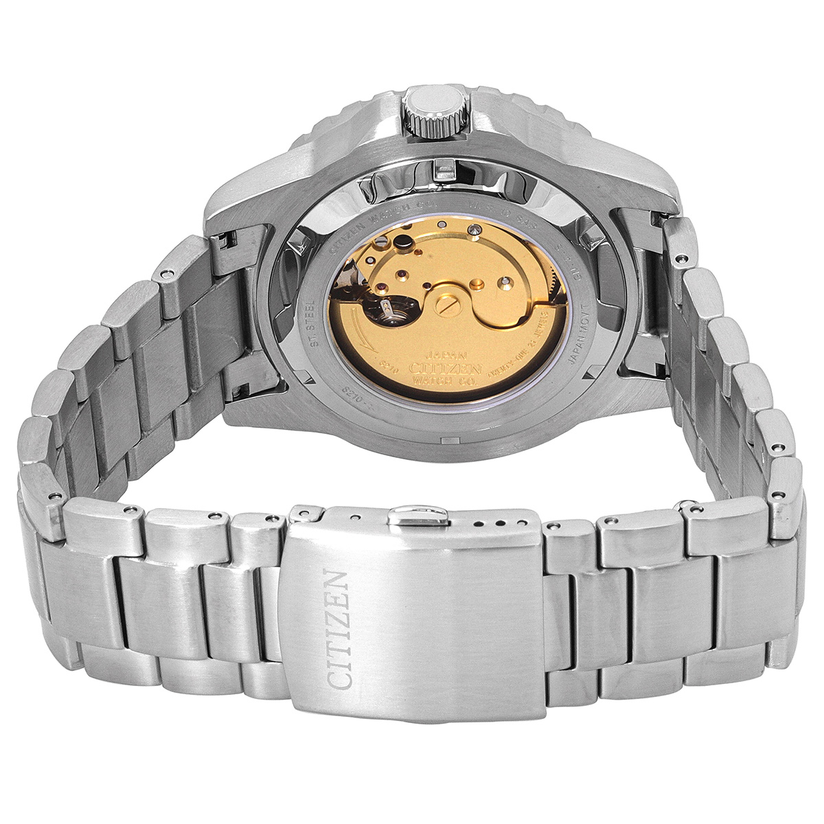 Citizen Promaster Mechanical Green Dial Silver Steel Strap Watch For Men - NJ0129-87X