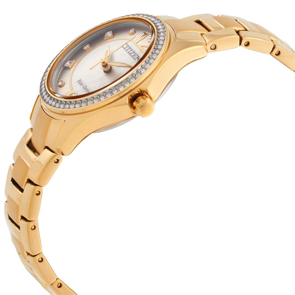 Citizen Crystal Eco-Drive Champagne Dial Ladies Watch FE1147-79P ...