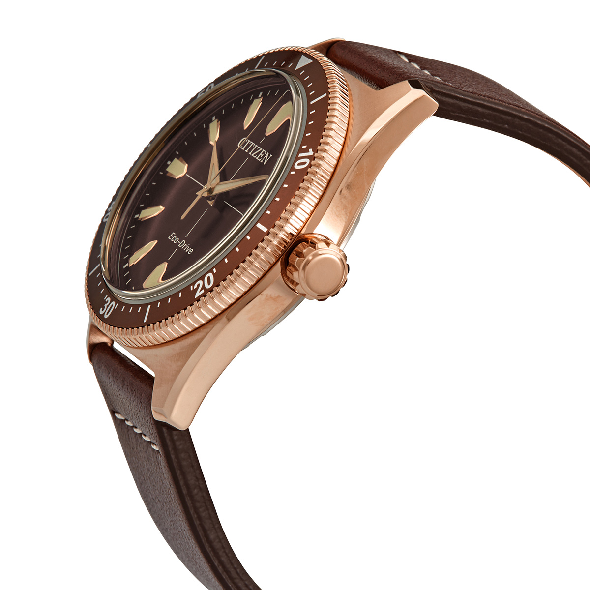 Citizen Eco-Drive Brown Dial Brown Leather Men's Watch AW1593-06X  4974374284457 - Watches, Eco-Drive - Jomashop