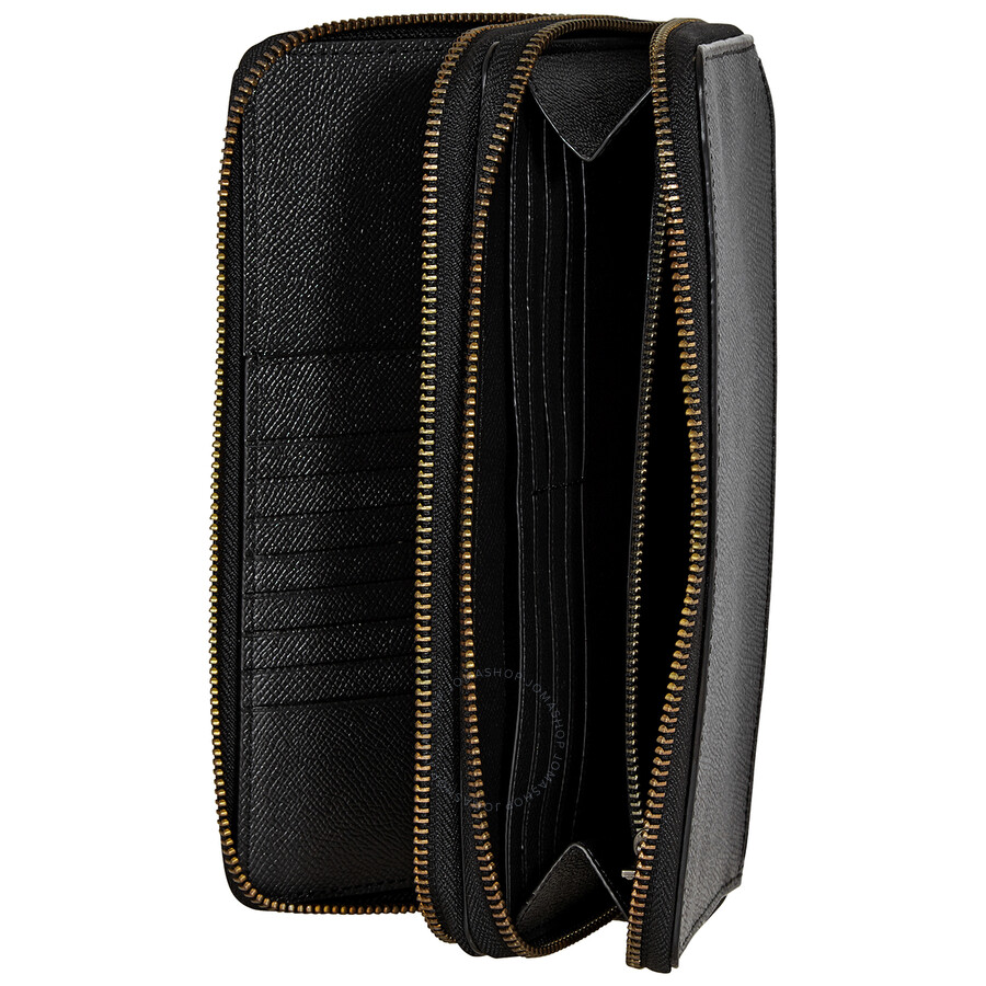 Coach Black Men's Double Zip Travel Organizer In Corssgrain Leather