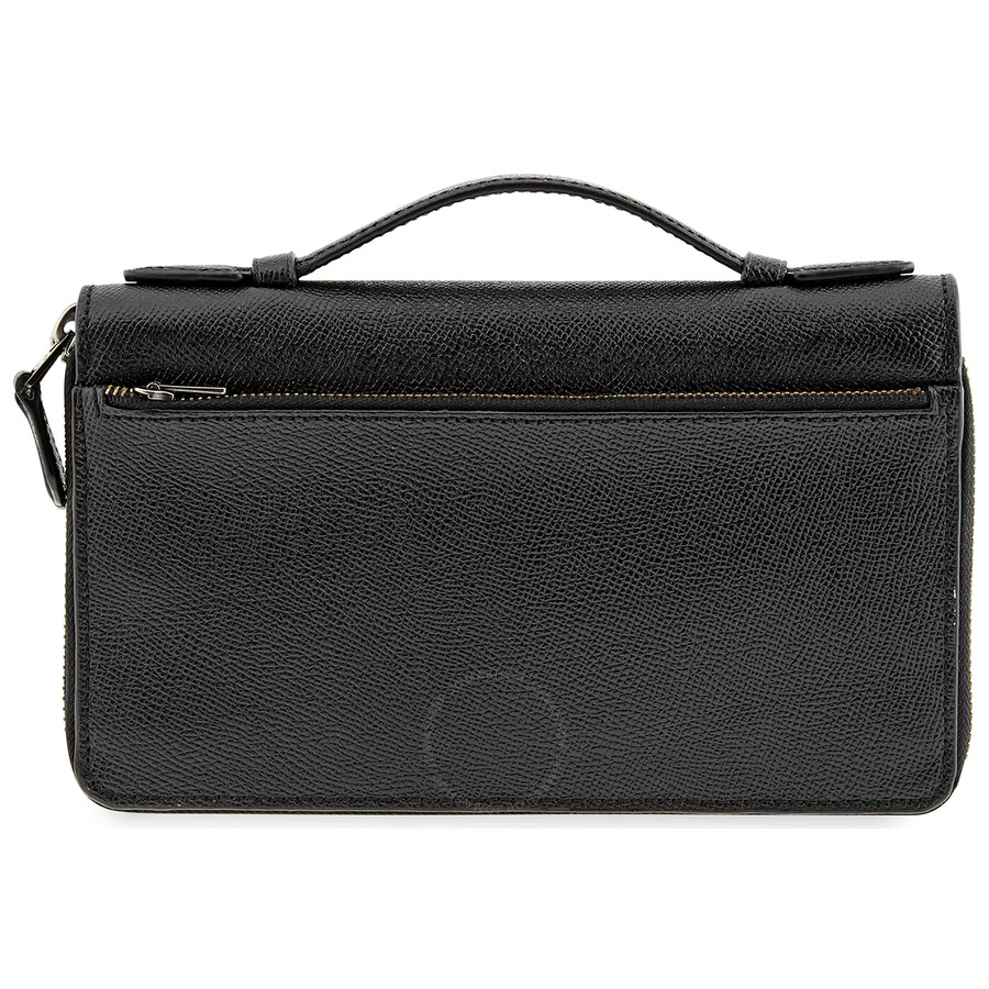 Coach Black Men's Double Zip Travel Organizer In Corssgrain Leather