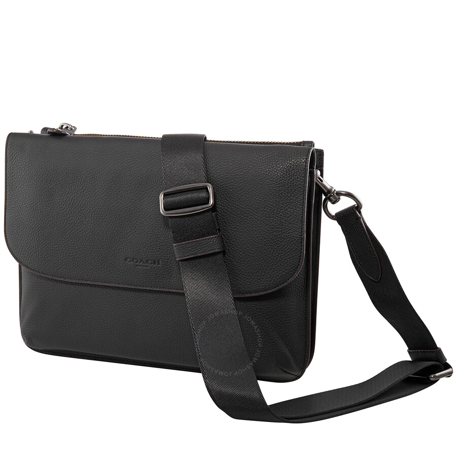 Coach Black Pebbled Leather Metropolitan Soft Flap Messenger Bag 76196
