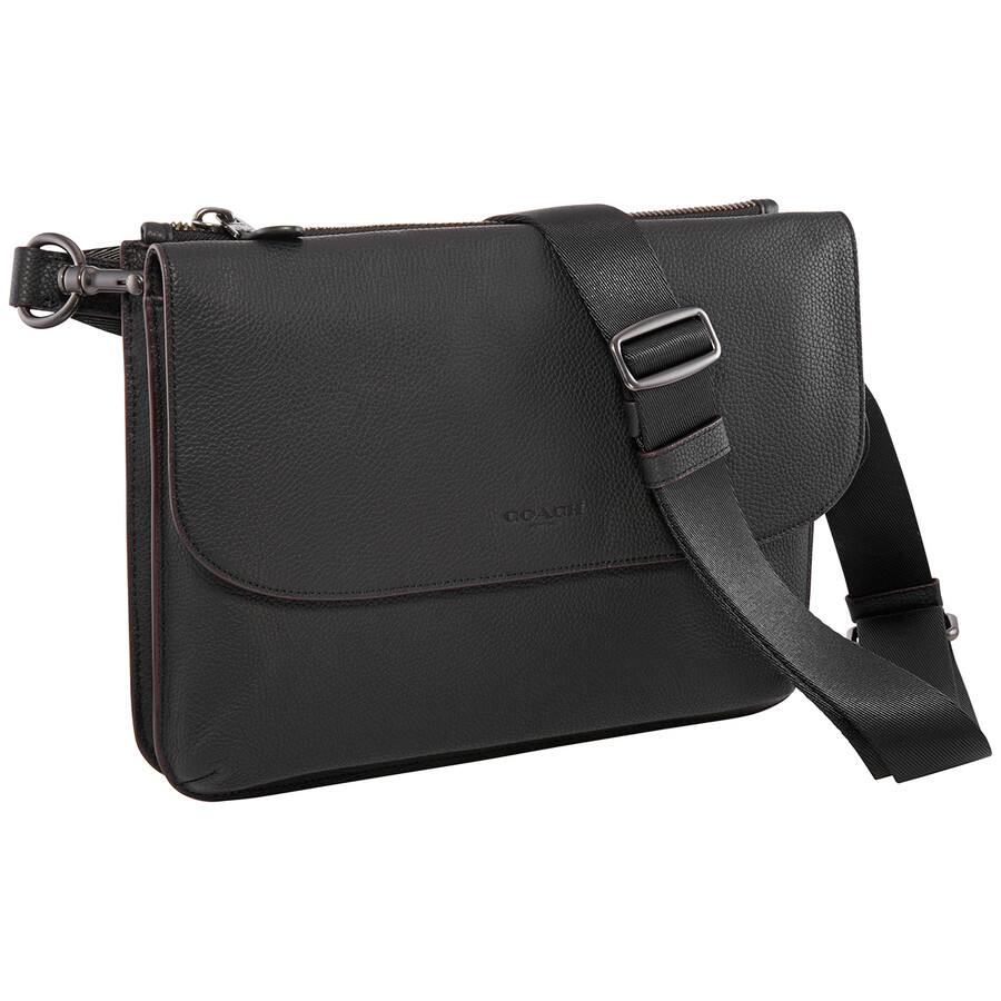 Coach Black Pebbled Leather Metropolitan Soft Flap Messenger Bag 76196