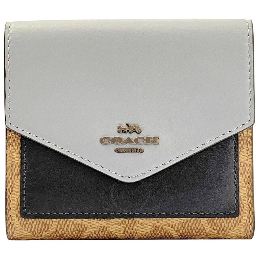 coach small wallet in colorblock signature canvas