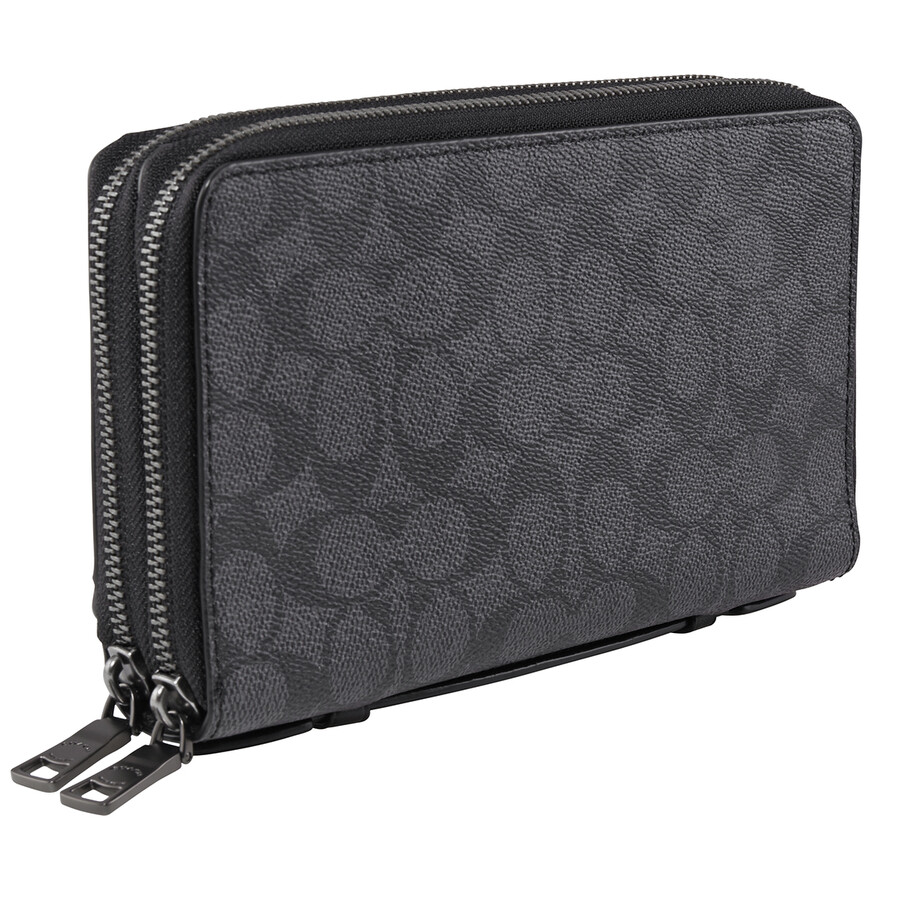 Coach Charcoal Double Zip Travel Organizer In Signature Canvas 66857 CHR 192643583597 Handbags