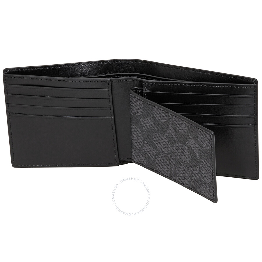 Coach Charcoal/Black Men's 3 In 1 Wallet In Signature Canvas 916 MI5