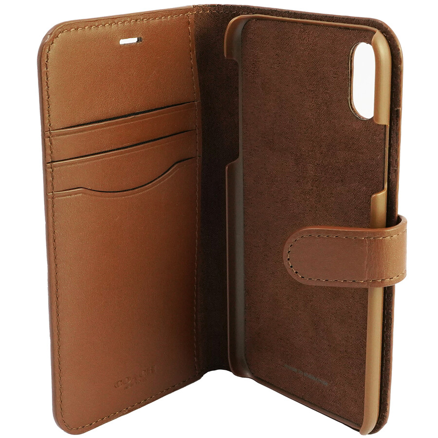 Coach Iphone X Leather Folio Brown 88744