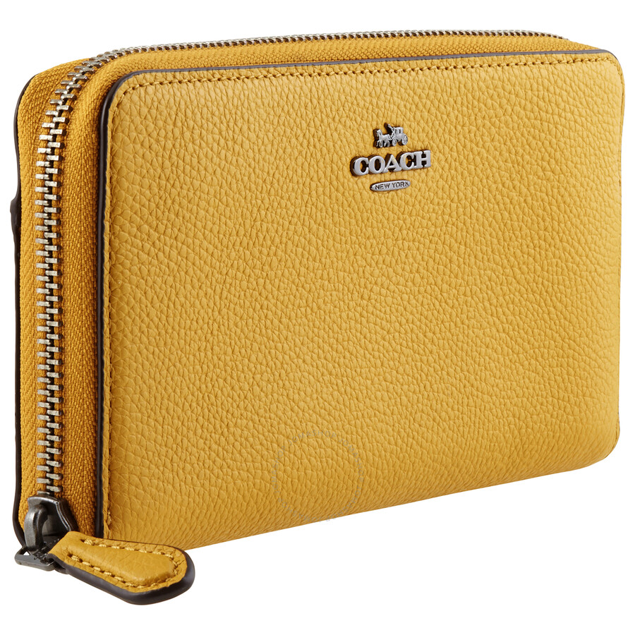 yellow zip around purse