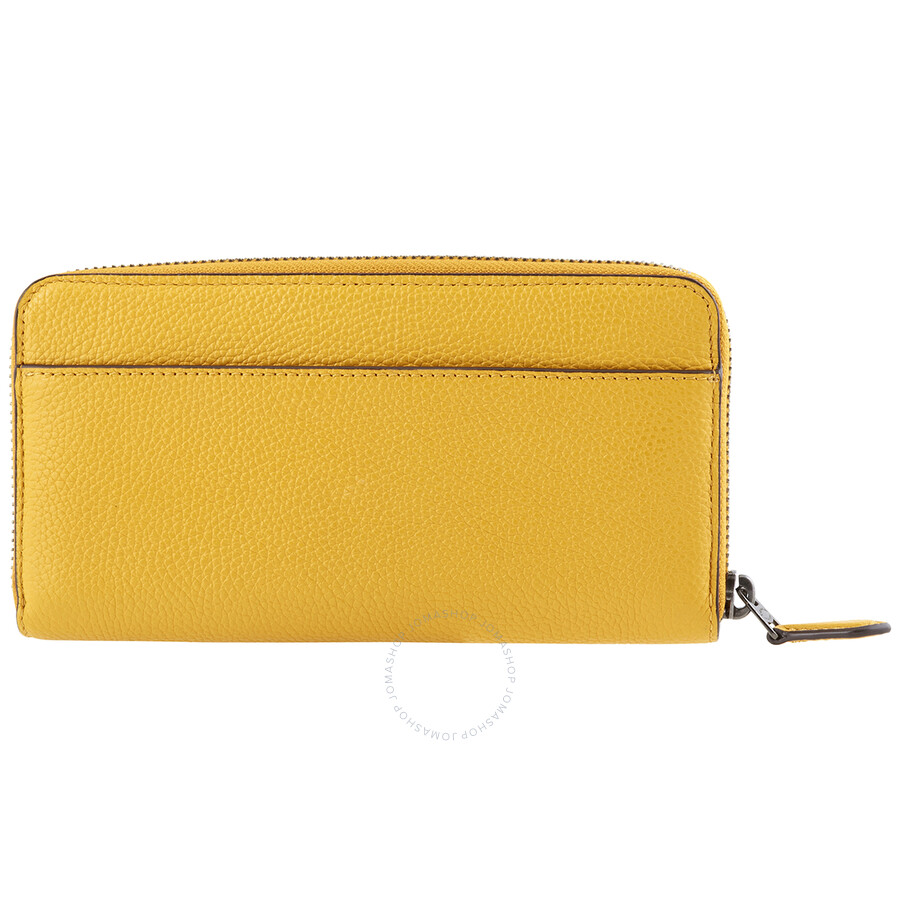 yellow zip around purse