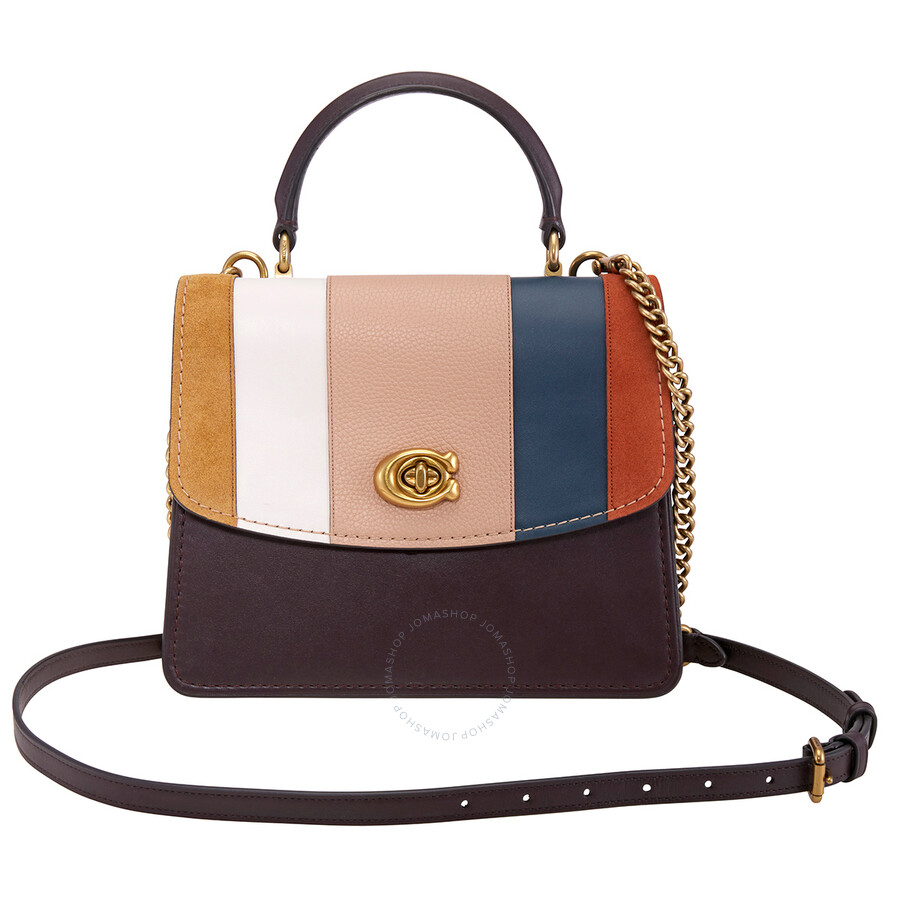 Coach Red Parker Top Handle With Patchwork Stripes 76084 B4FCG