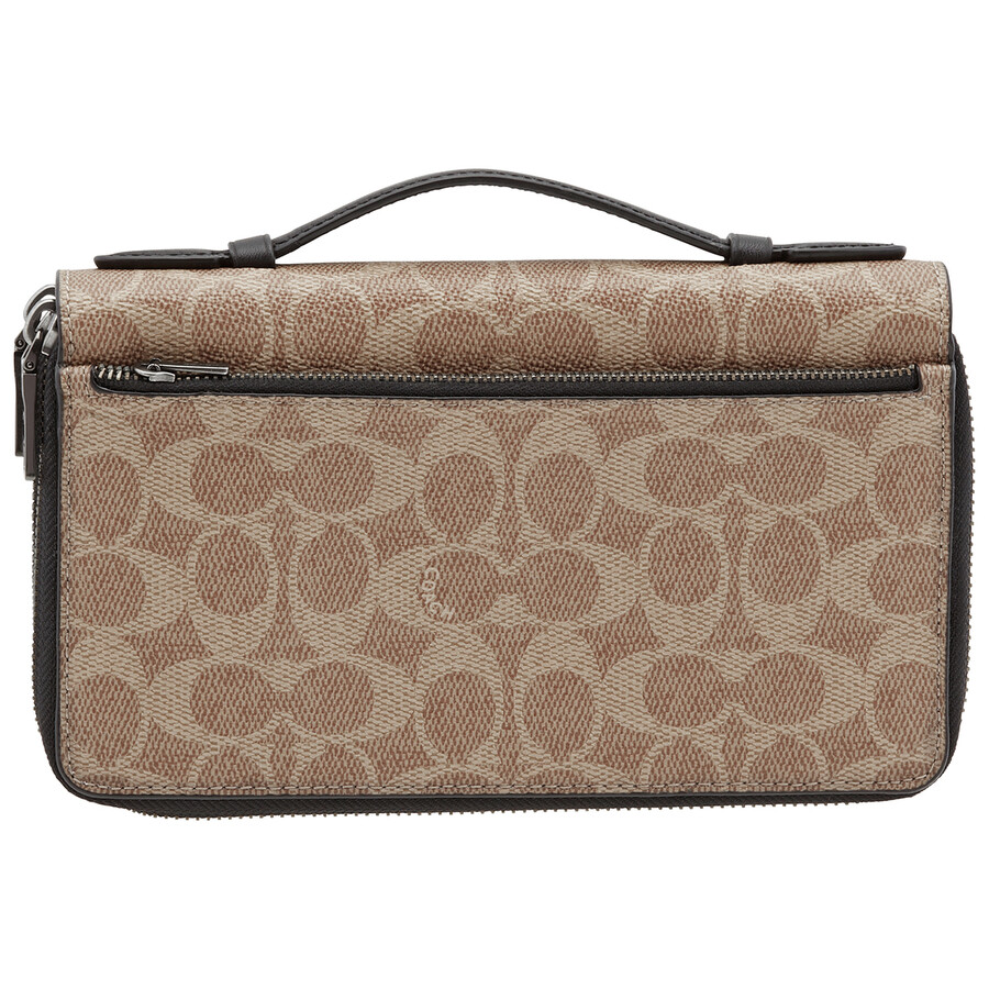 Coach Signature Canvas Double Zip Travel Organizer In Khaki 66857 KHA 192643583450 Handbags