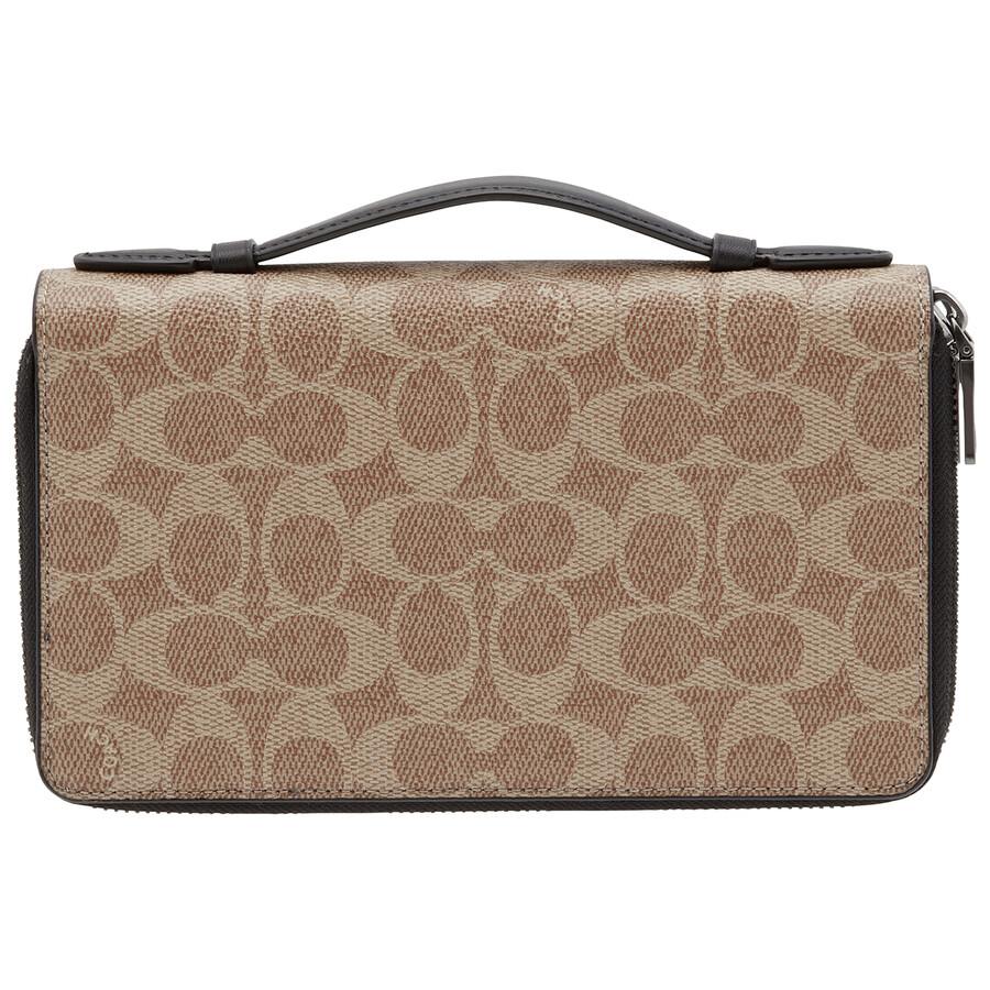 Coach Signature Canvas Double Zip Travel Organizer In Khaki 66857 KHA 192643583450 Handbags