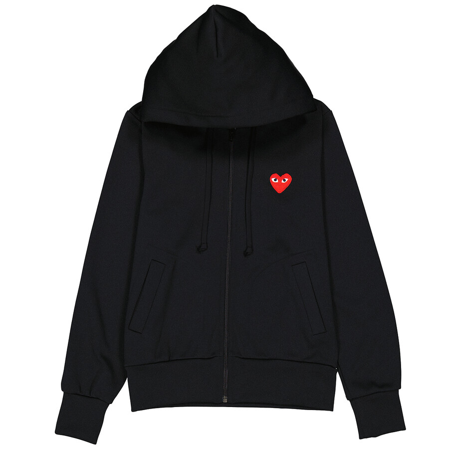 heart embroidered zip funnel sweatshirt